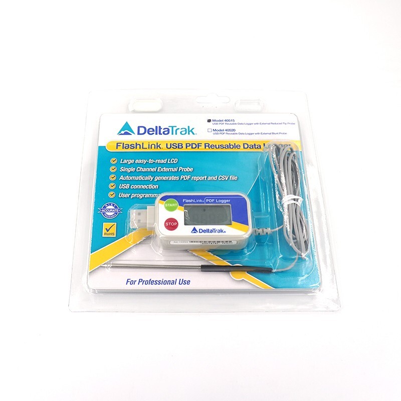DeltaTrak Reuse FlashLink USB PDF Single Temperature Narrow Tip Probe 40515
