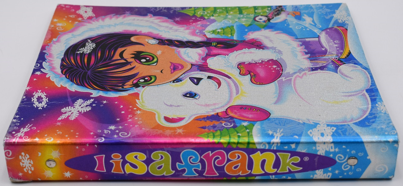 Vintage Y2K Lisa Frank Eskimo Girl Polar Bear Glitter Prism 3 ring Binder