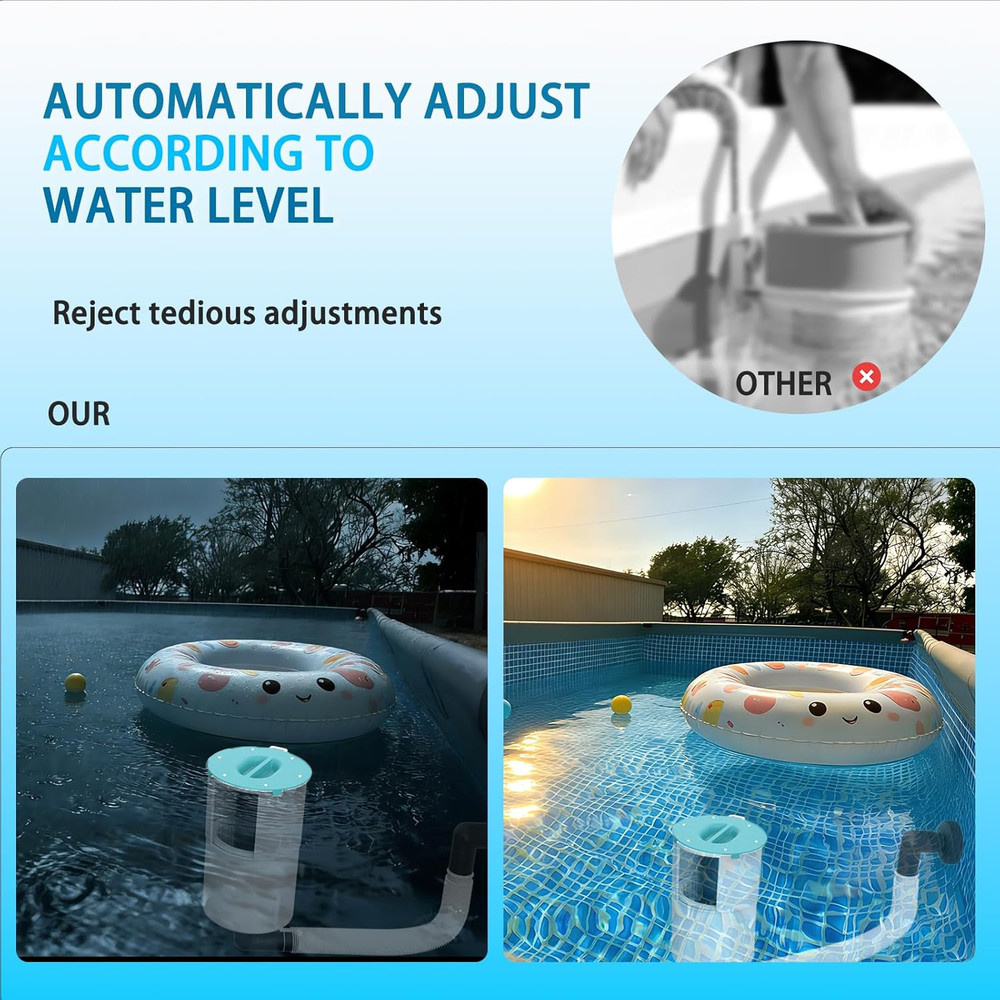 Surface Float Skimmer for above Ground Pools, Automatic Floating Skimmer with 10