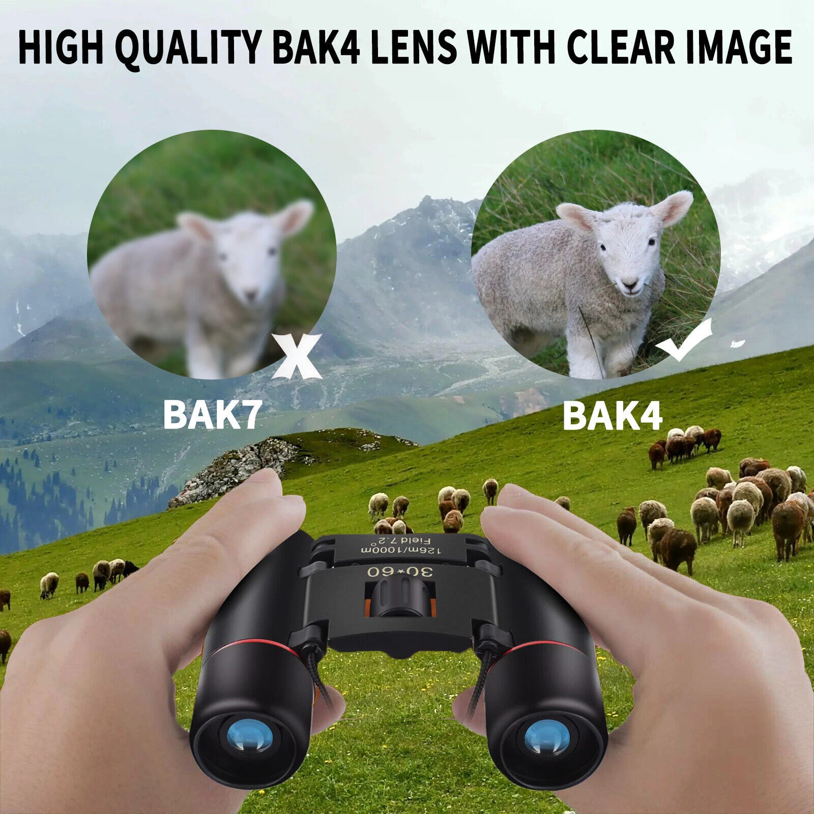 30X60 Zoom Binoculars Day/Night Vision Travel Outdoor Mini Hunting Telescope