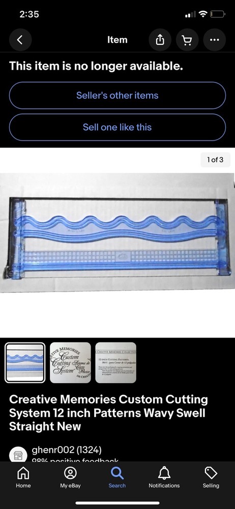 Creative Memories Custom Cutting System 12 inch Patterns Wavy Swell Straight New