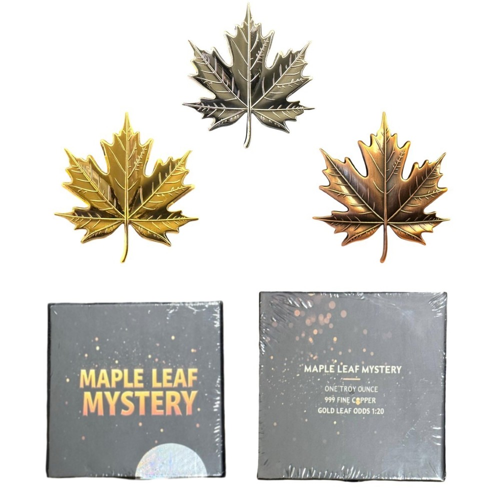Maple Leaf Mystery 1 oz Copper 3D Shape Medal Mystery Box