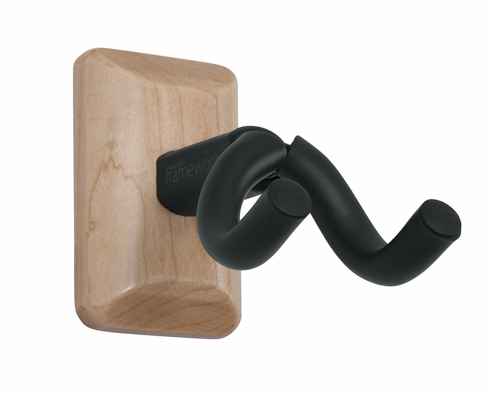 Gator Frameworks Wall Mounted Ukulele/Mandolin Hanger with Mounting Plate, Maple