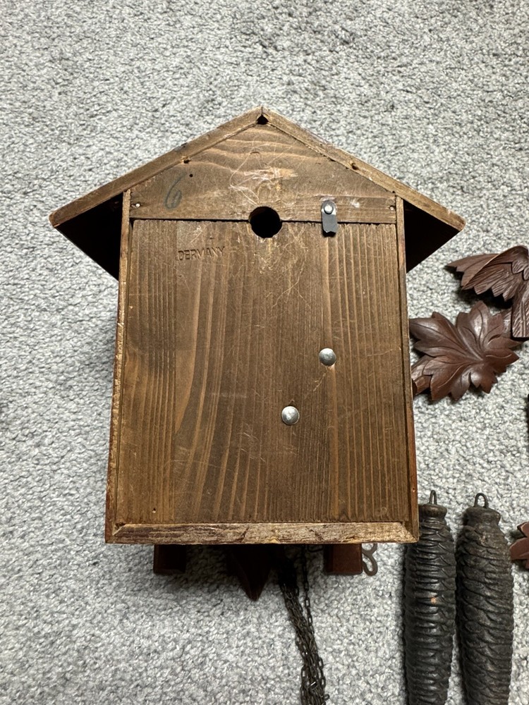 Vintage Germany Black Forest Strike,Cuckoo Clock, 2 Weights Driven Read