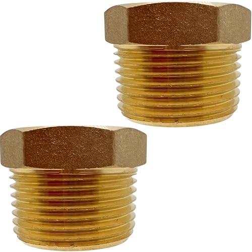 2 Pack Brass Pipe Plug Outer Hex Head Socket Plug Fitting for 3/4" NPT Male