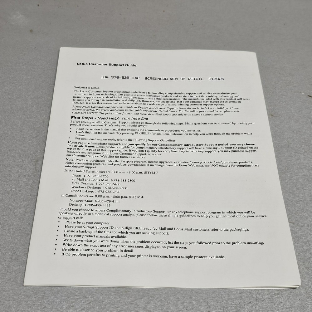 Lotus ScreenCam Software Manual & CD Vintage PC Screen Capture Utility