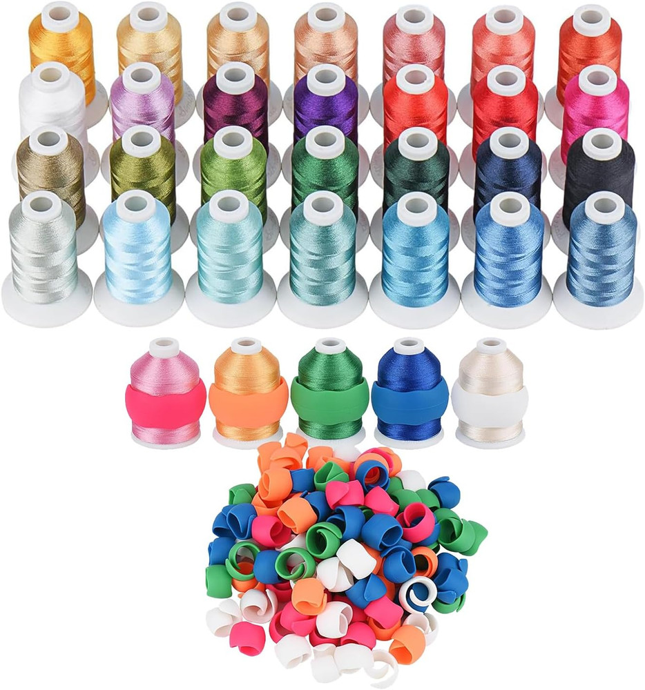 28 Assorted Colors Embroidery Machine Thread with 28 Thread Holder, 500M (550Y)