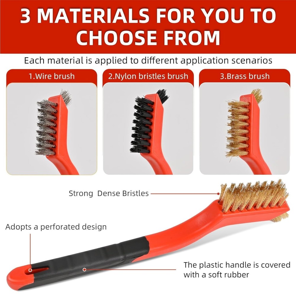 3pcs Wire Brushes for Cleaning Rust, Upgrade Wire Brush Set - Brass/Stainless...