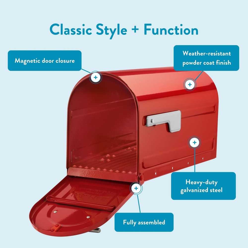 Architectural Mailboxes 79007RSR Boulder Mailbox, Red