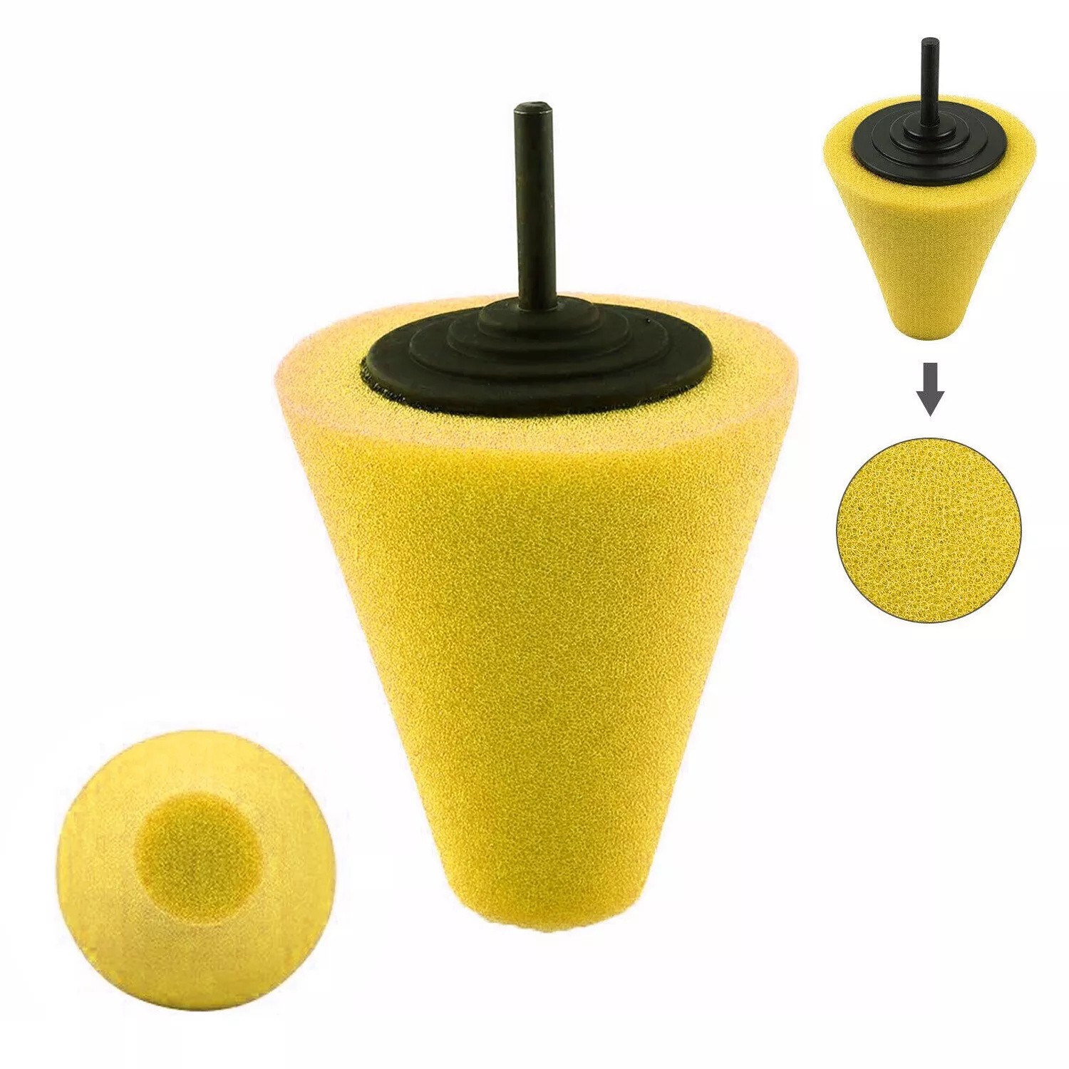 5x Foam Drill Polishing Cone Ball Pads Kit Car Hub Waxing Buffing Wheel Polisher