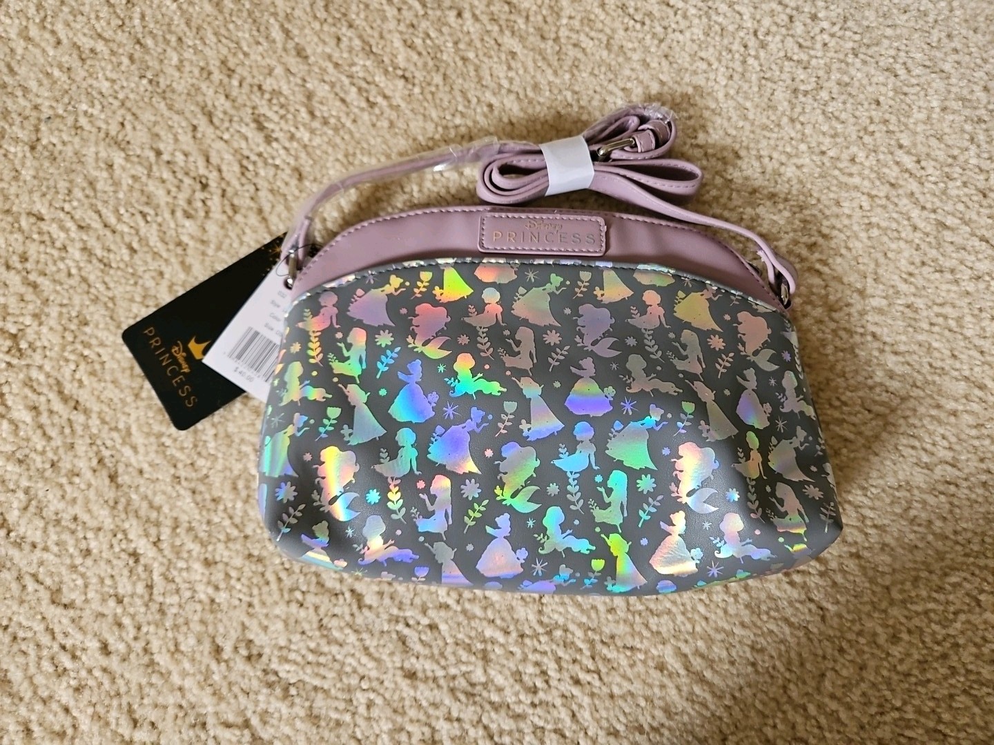 Disney Princess Lilac Holagraphic Foil Crossbody Bag Purse New with Tags