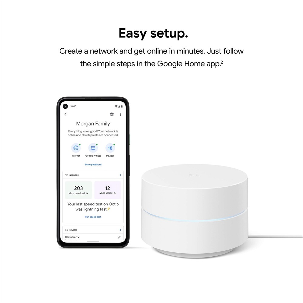 Google Wifi - AC1200 - Mesh WiFi System - Wifi Router - 4500 Sq Ft Coverage - 3
