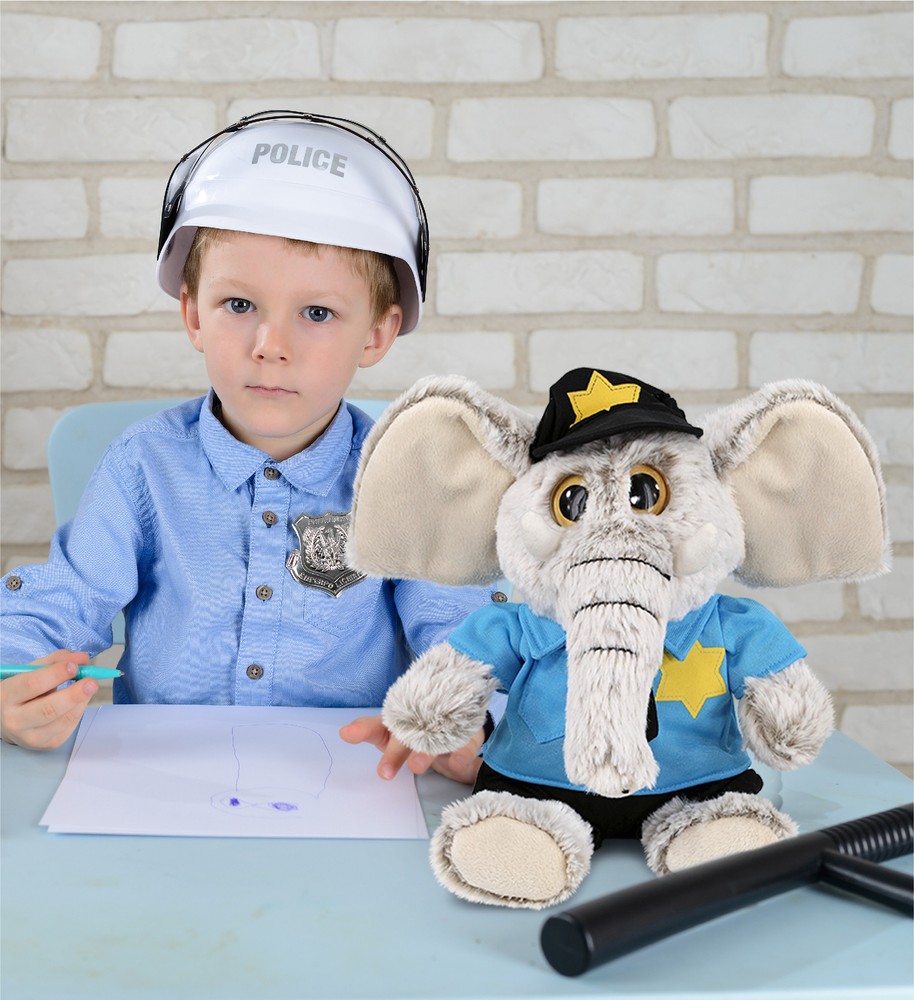 PLUSH POLICE - SUPER-SOFT PLUSH - SITTING ELEPHANT