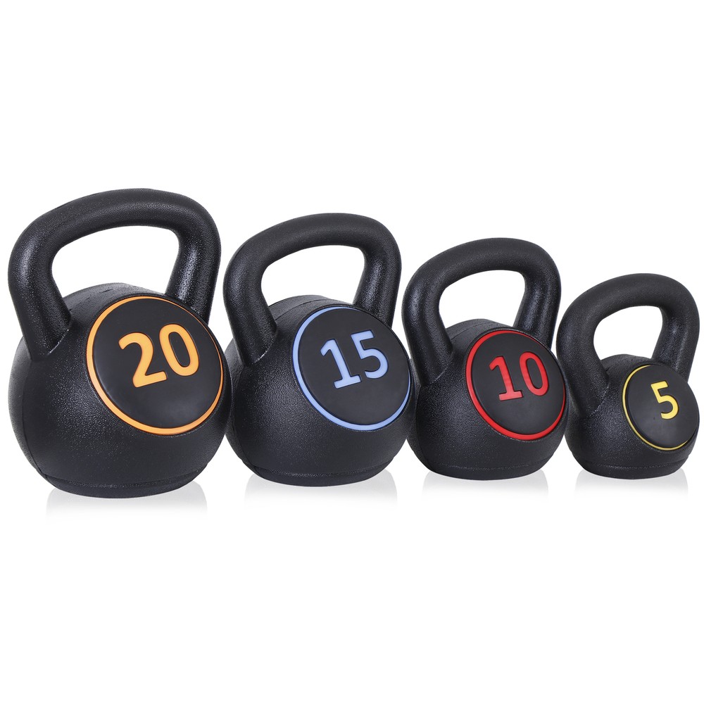 Kettlebell Set Fitness Strength Training Exercise With Base Rack Pro 4-Piece