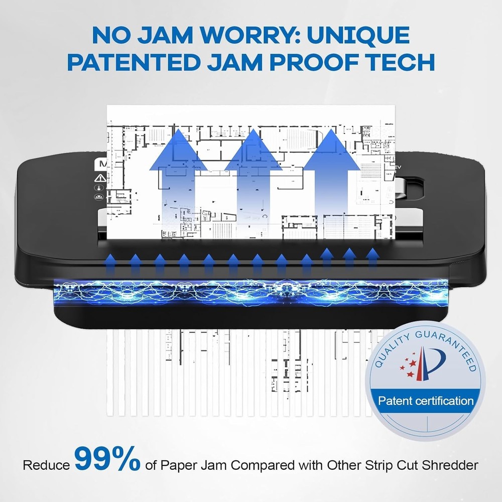 Effortless 7-Sheet Mini Paper Shredder with Extendable Arm and Jam Proof Feature