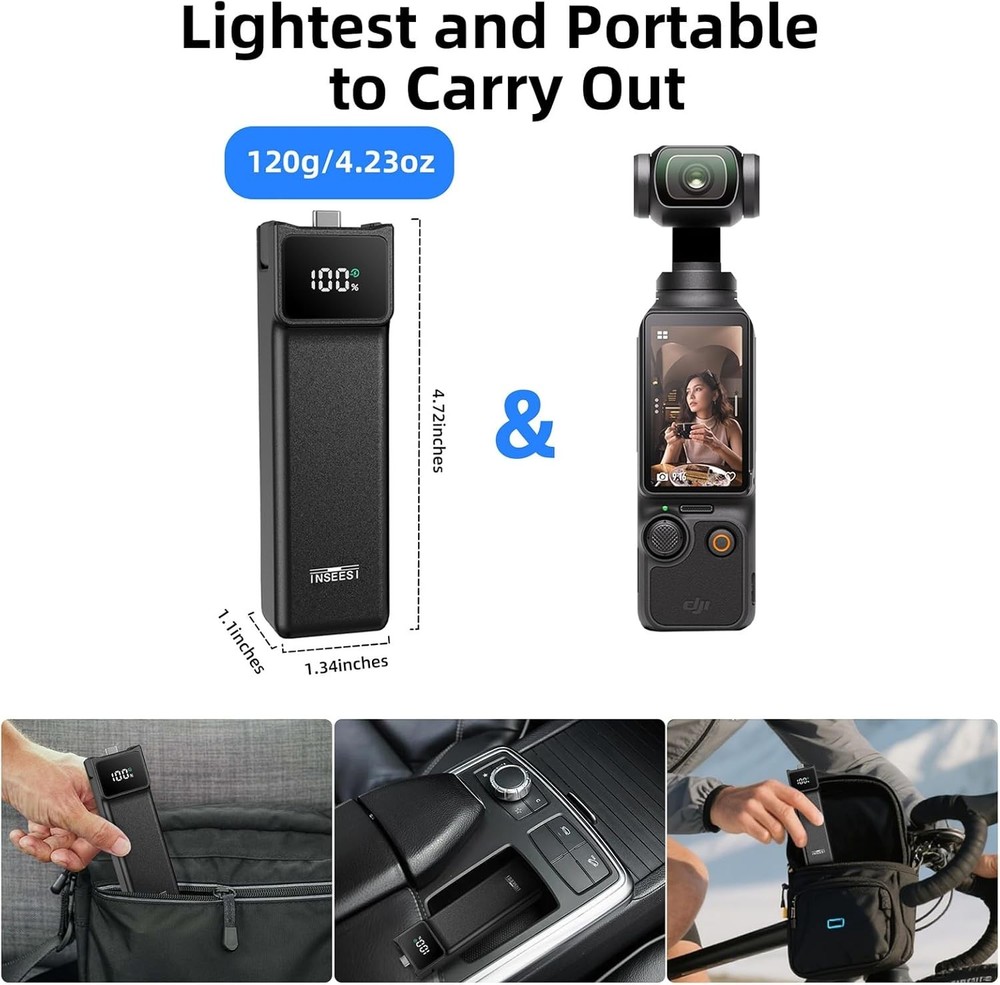 Battery Handle Compatible with DJI Osmo Pocket 3 Accessories, with Digital Sc...