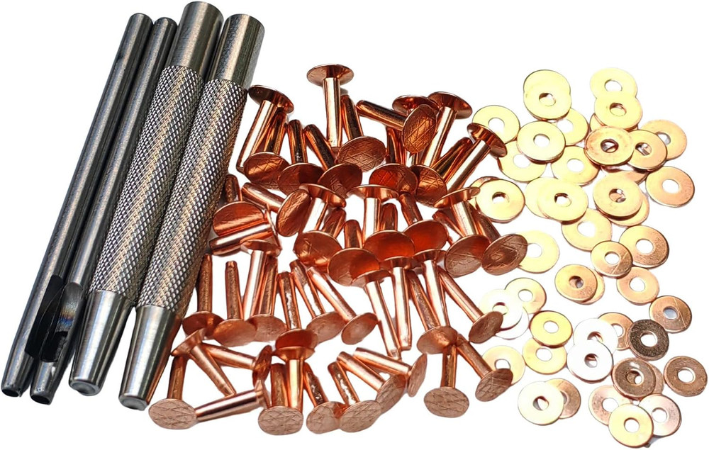 Copper Rivets and Burrs Size 9 and Size 12 Copper Rivet Fastener Install Setting