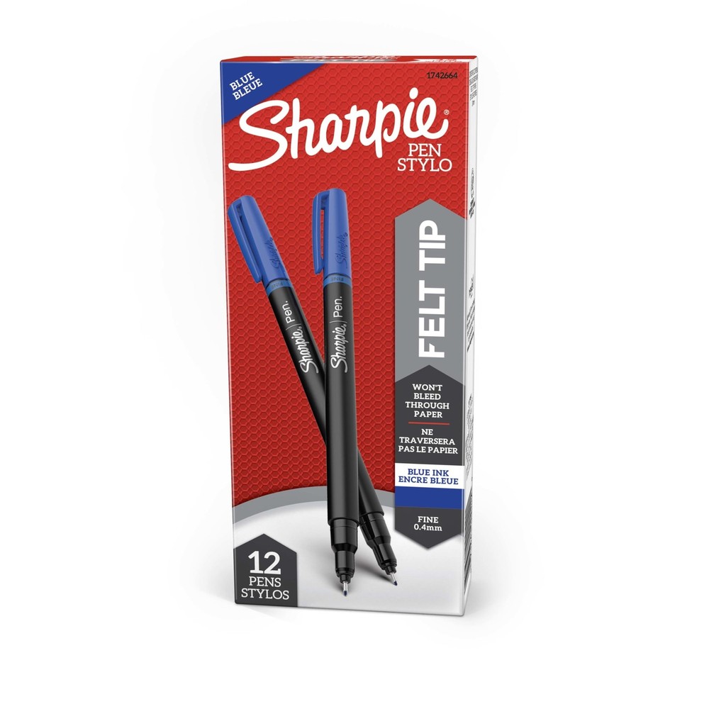 Extra Fine Blue Ink Pens 0.4mm - 12 Count Permanent Fast Drying