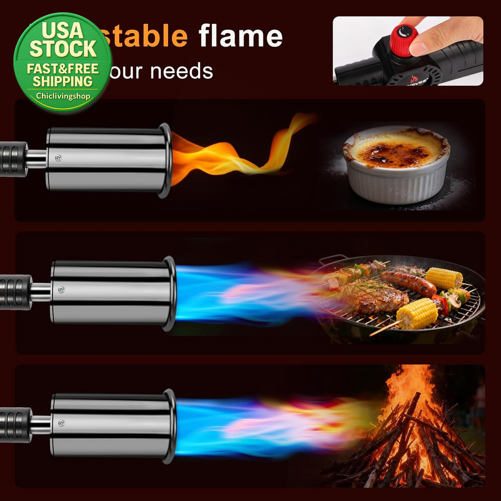 Propane Cooking Torch Adjustable Searing BBQ Campfire Starter Flame Gun
