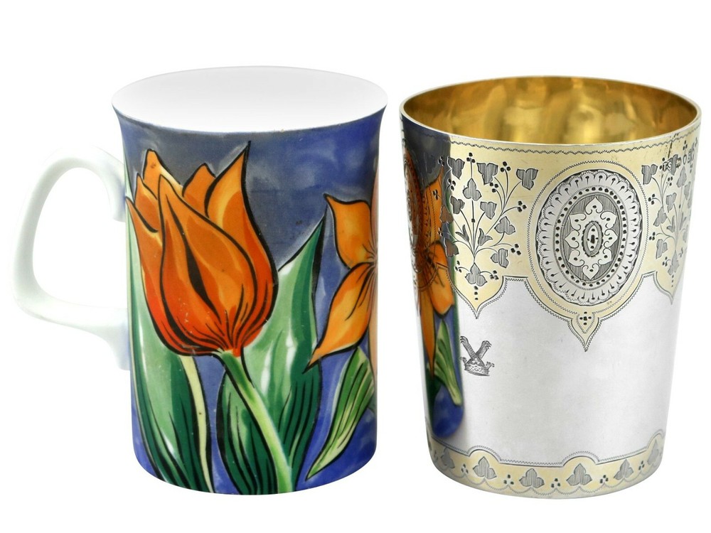 Sterling Silver Parcel Gilt Beaker - Antique Victorian (1873)