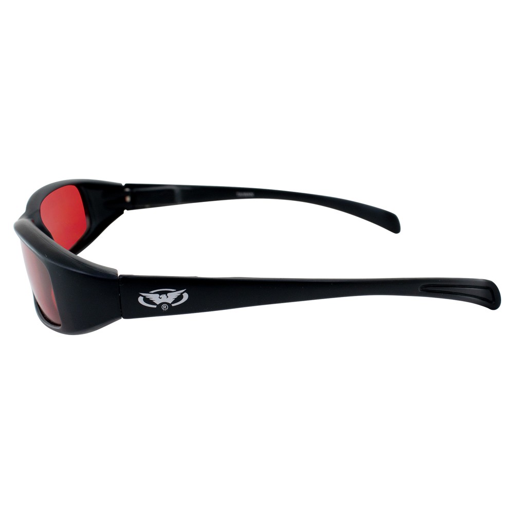 NEW ATTITUDE MOTORCYCLE GLASSES SUNGLASSES BLACK FRAMES SPRING HINGE RED LENS
