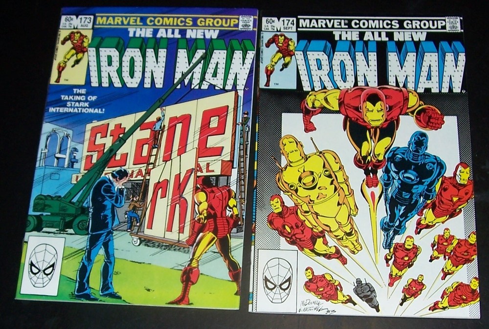 NM 9.2: Lot/2: INVINCIBLE IRONMAN 173, 174, Bag & Board, Comb. Shpg