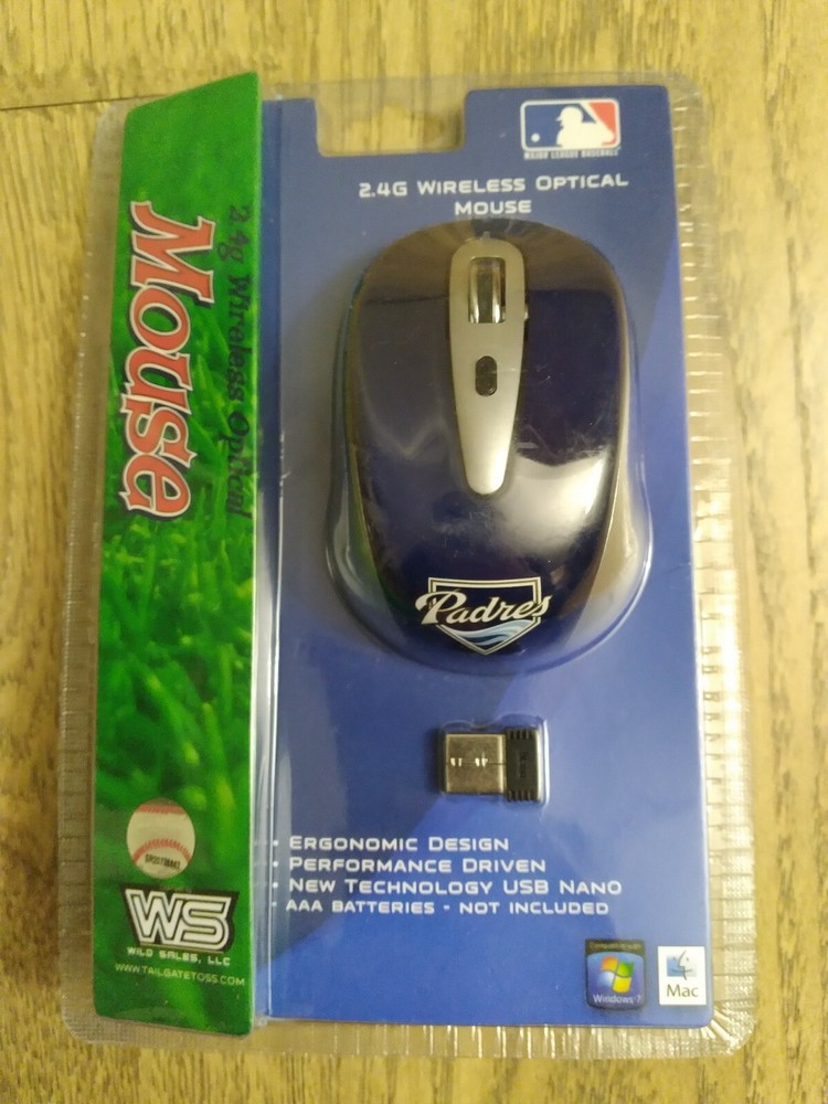 San Diego Padres MLB Wireless Optical Mouse 2.4G Windows / Mac Baseball