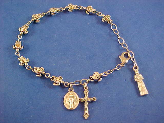ROSARY BRACELET St KATERI TEKAKWITHA TURTLES Lilly MOHAWKS Saint Stainless Chain