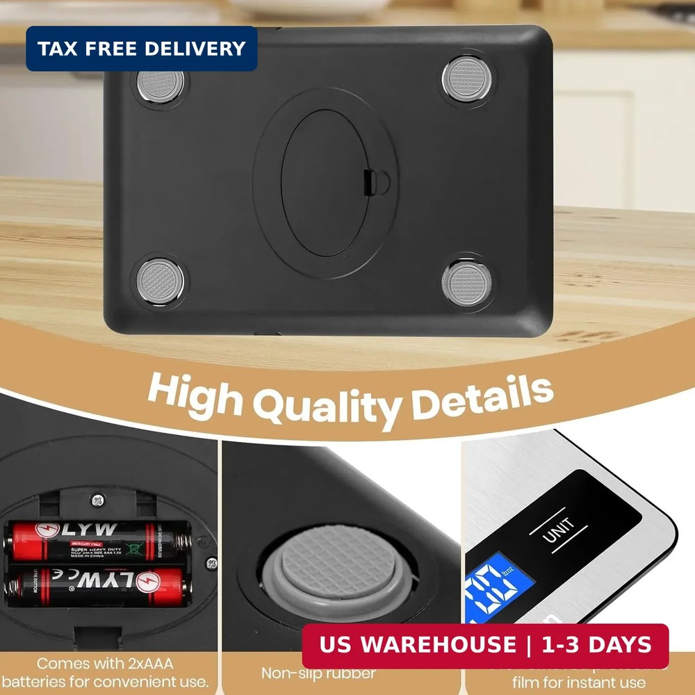 Food Scale, 11lb Kitchen Scale with 0.05oz/1g Precision, 6 Units Tare Function &
