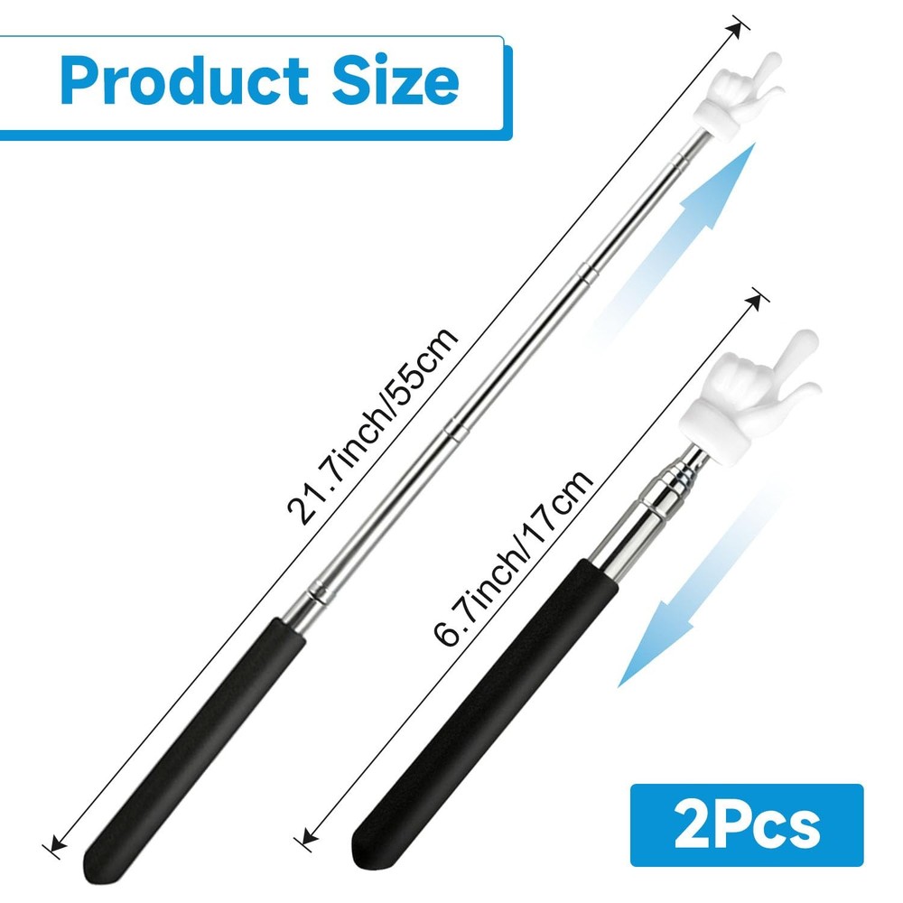 VOVIGGOL 2Pcs Telescopic Teachers Pointer, Extendable Hand Pointer Blue