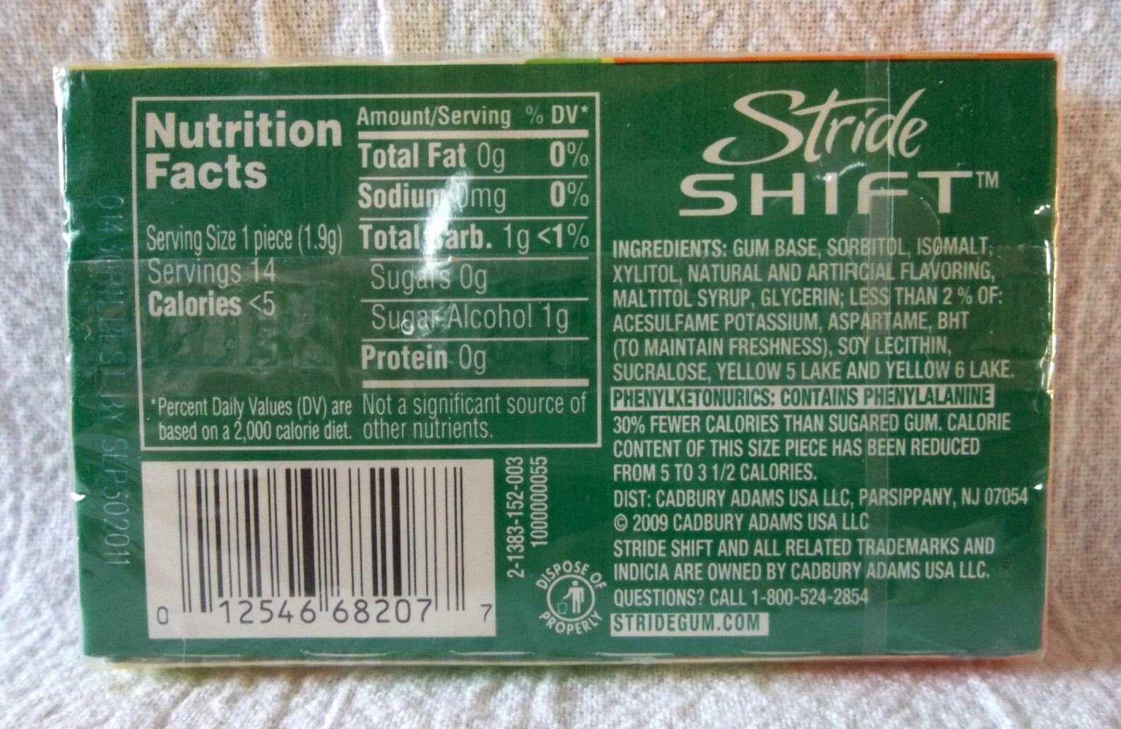 Stride Shift Citris Mint Chewing Gum DISCONTINUED Sealed Pack Expired 2011