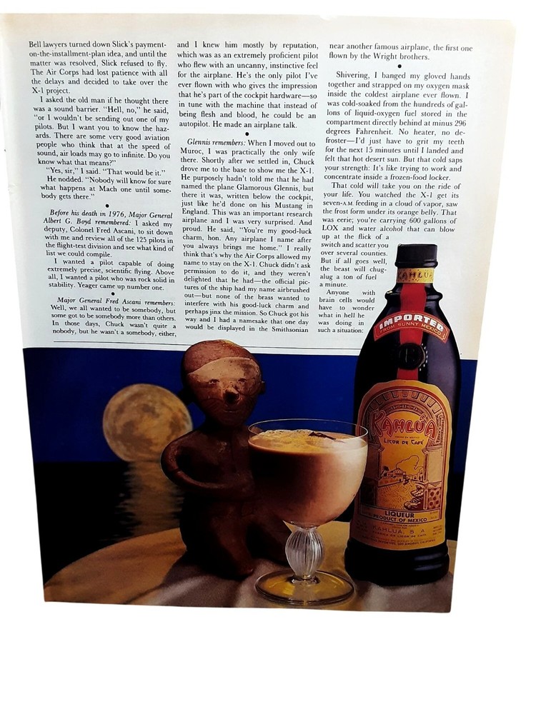 1985 Kahlua Coffee Liqueur Print Ad Imported From Mexico