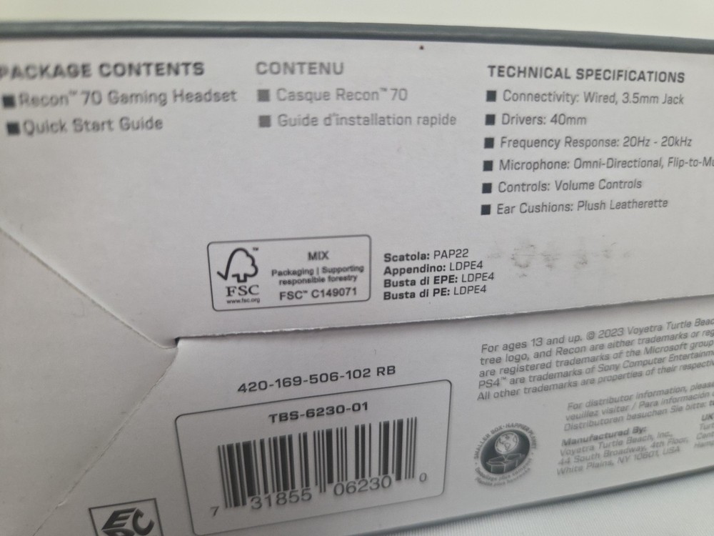 Turtle Beach Recon 70 Wired Gaming Headset Multiplatform w/ Mic, Camo (BQL)