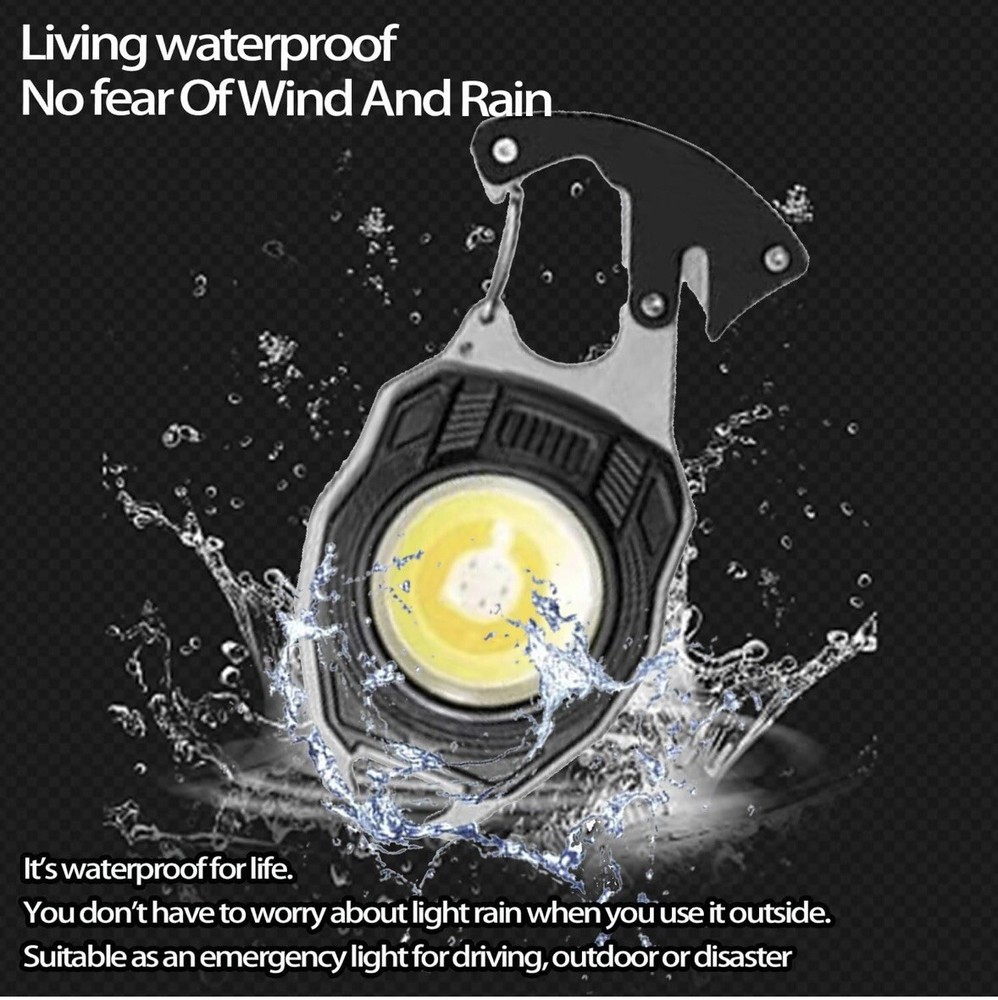 Mini Flashlight Keychain Multifunction Light Screwdriver Bottle Opener Lighter