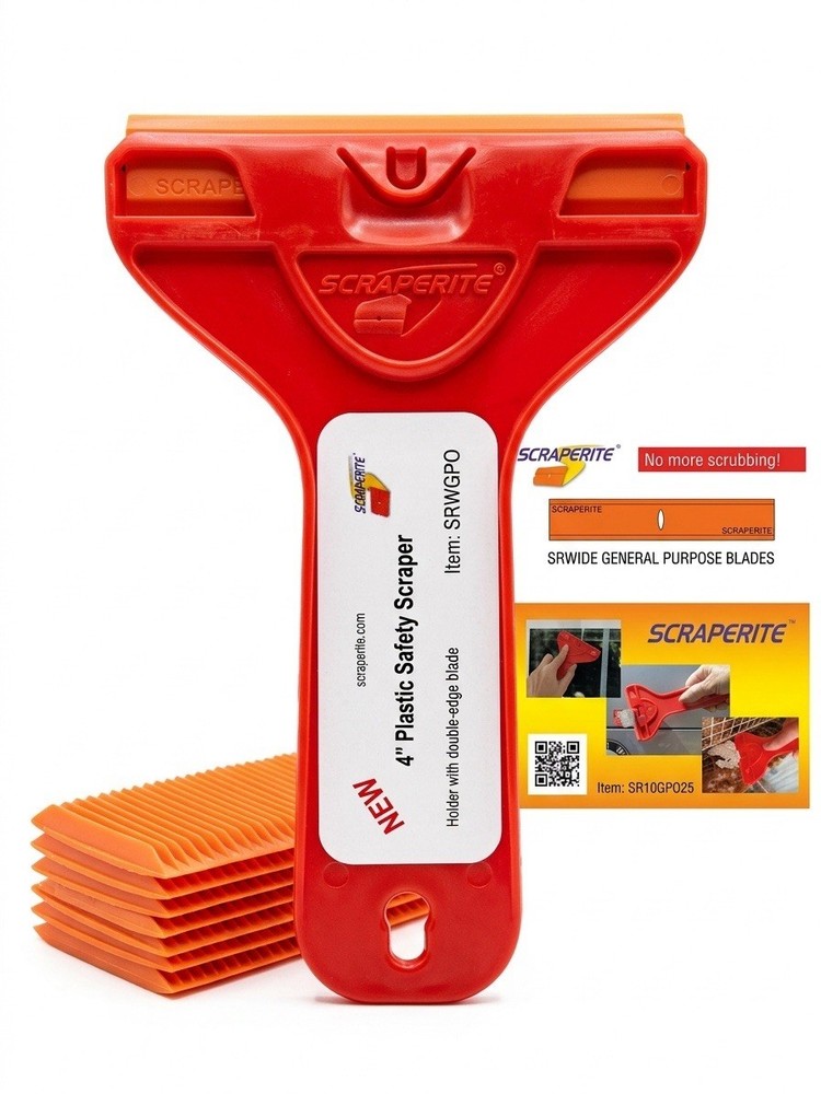 Scraperite 4" Wide Gripper Scrape with 25 scratching plastic razor blades