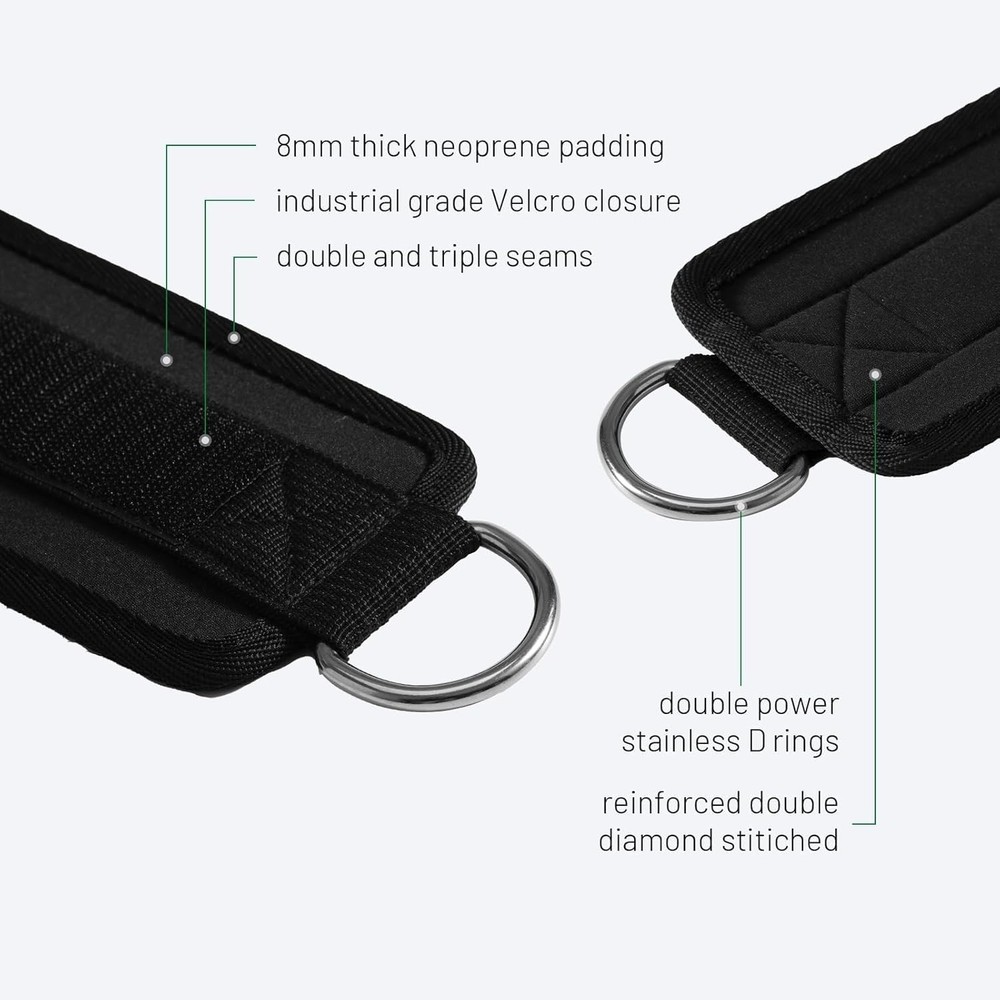 Slim Panda Ankle Strap for Cable Machine,Ankle Cuff Kickbacks, Black