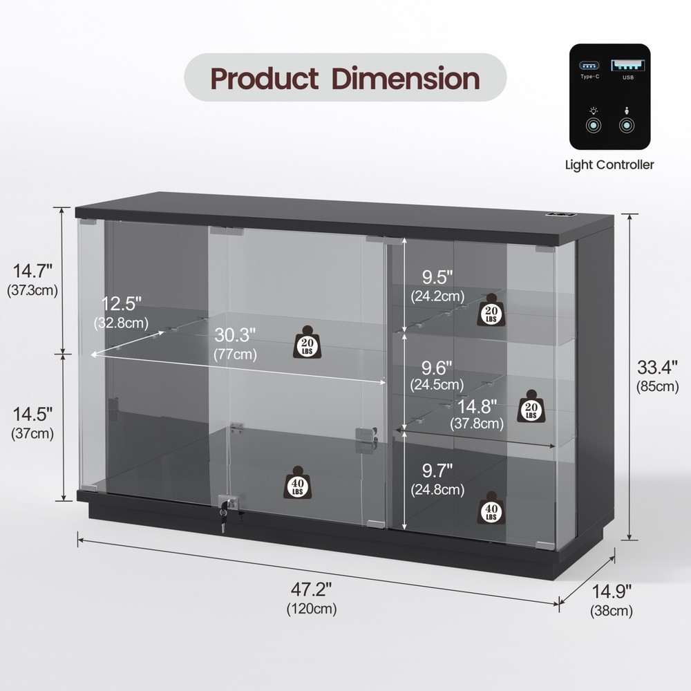 Gurexl Large Display Cases with LED Lights & Human sensor for Action Figures