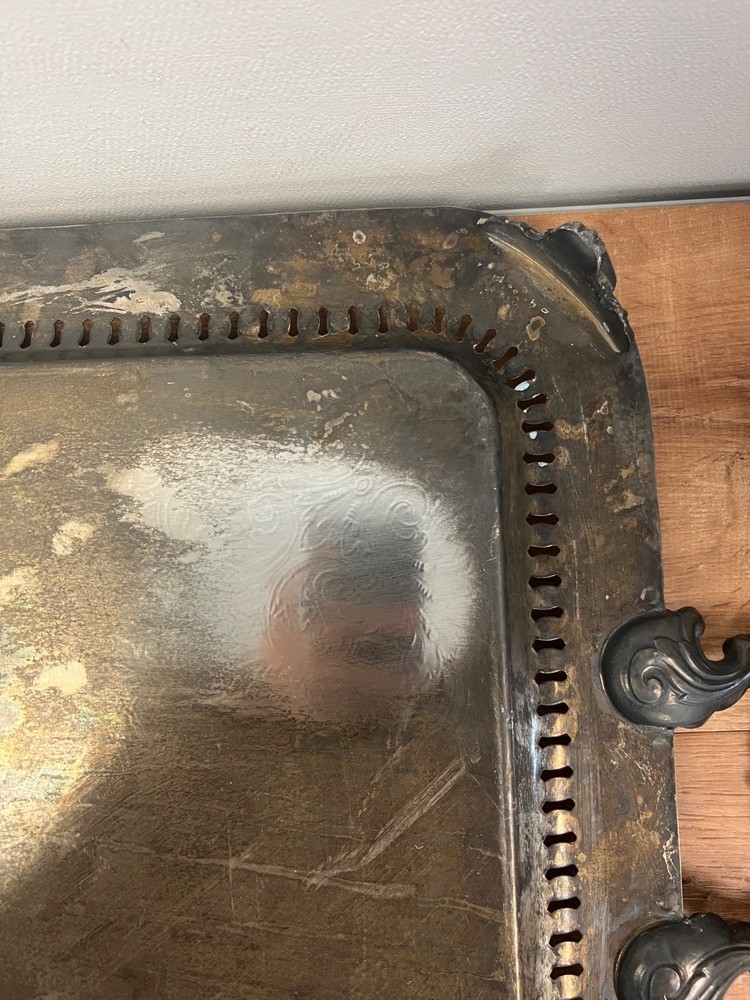 Silver on Copper Large Serving Tray GCP .925 Plating 19.5”x30.75” Vintage