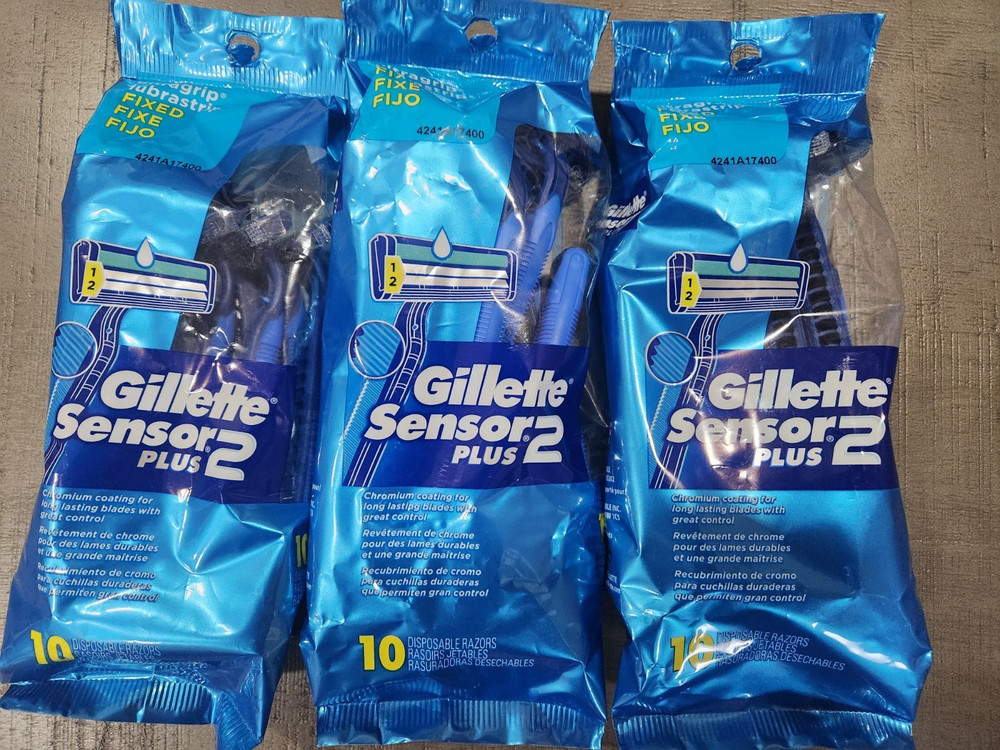 30 DISPOSABLE RAZORS GILLETTE SENSOR 2 PLUS FIXED ULTRAGRIP LUBRASTRIP SEALED