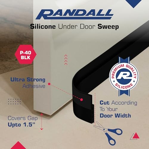 Adhesive Backed Door Draft Stopper – Silicone Under Door Sweep for Black