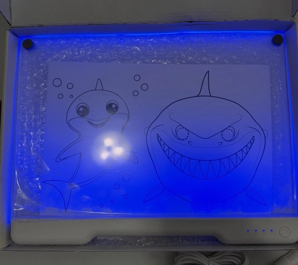 16-Inch rechargeable Doodle Glow LED Note Board, 7-Color Light Modes, White