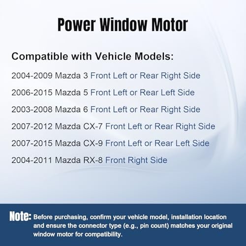 Front Left Driver or Rear Side Power Window Lift Motor Front Driver Side