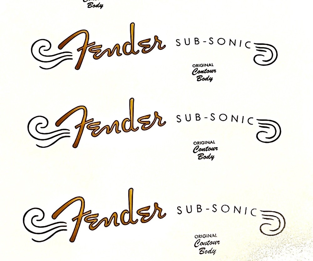 Fender Sub-Sonic Waterslide Headstock Decal (3 pcs) non-metallic