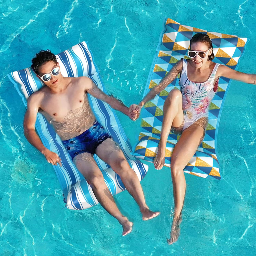 Water Hammock Pool Floats - Fabric Inflatable Pool Hammock Float Floaties 4 in 1