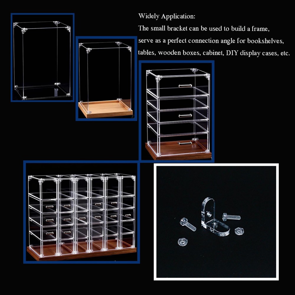 Clear Acrylic Corner L Bracket 90 Degree Right Angle Support Shelf 20 PCS