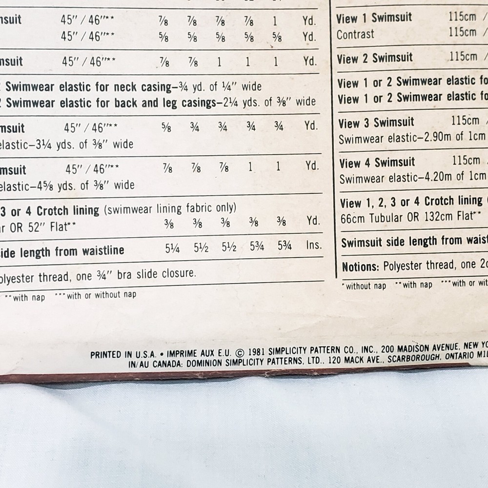 Misses' Swimsuits Time Saver Pattern 9920 Size 6 Simplicity Precut Complete 1981