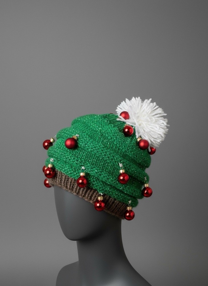 Hand Knitted Christmas Winter Hat Unisex.