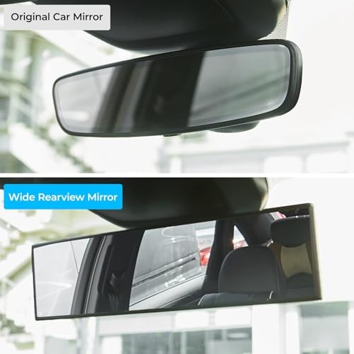 Rear View Mirror, Universal.8Inch Panoramic 1 Clear (Black frame)