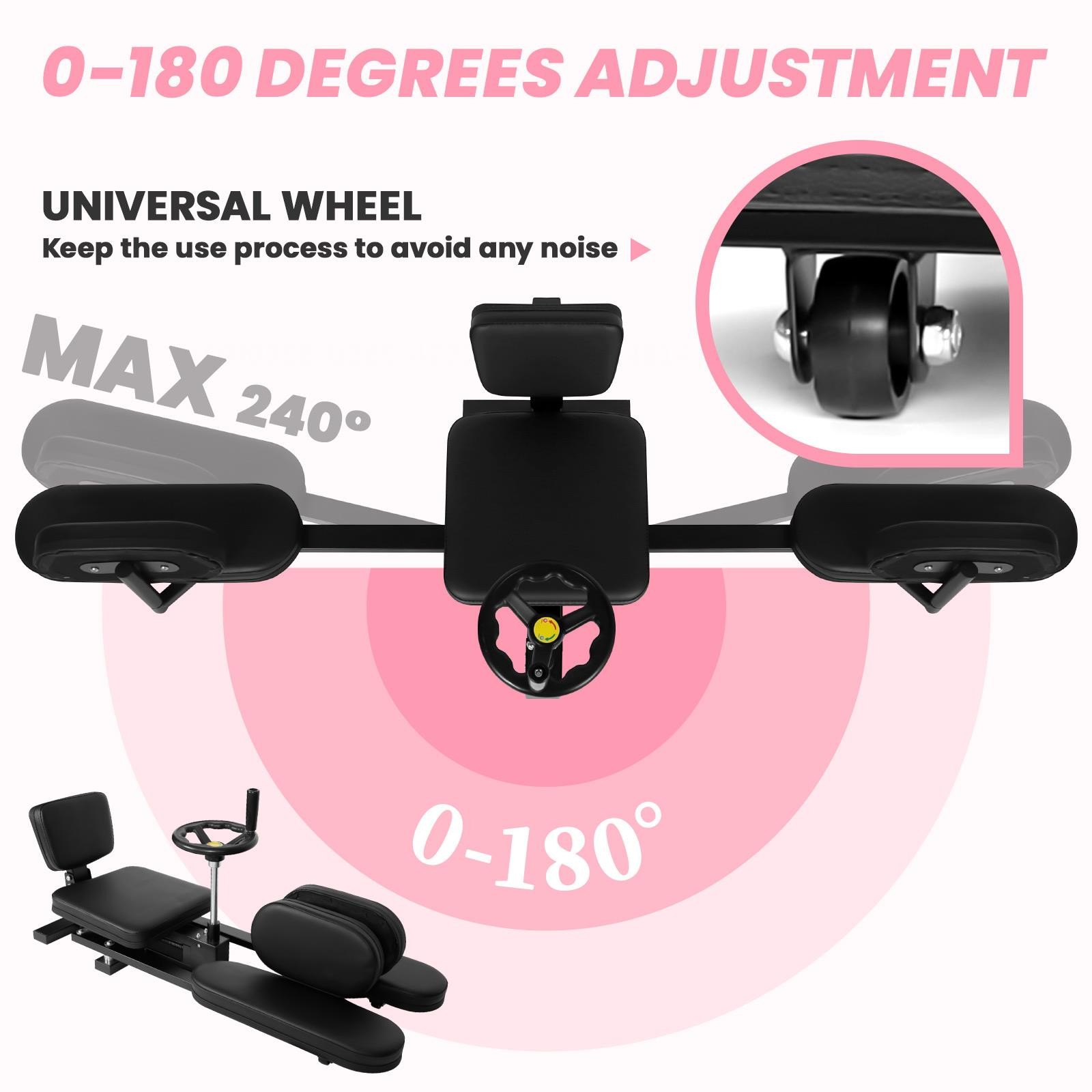 Hip Leg Stretcher Stretching Equipment Hip Machine Adjustable 0-180° Black