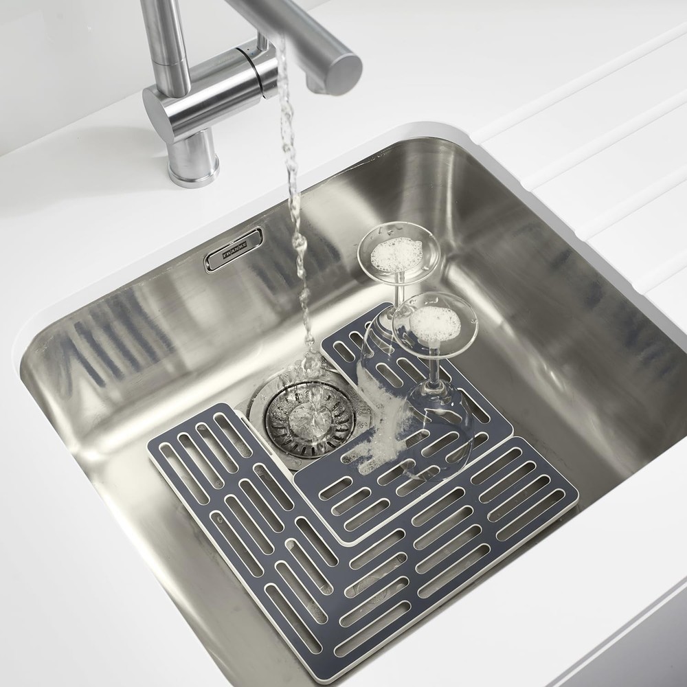 SinkSaver Adjustable Sink Protector Mat Non-Slip Gray